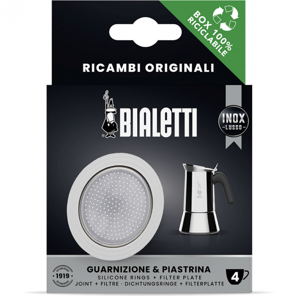 Запчасти для Bialetti, 1 уплотнител1, 1 Фильтр для стальных, 4 порций