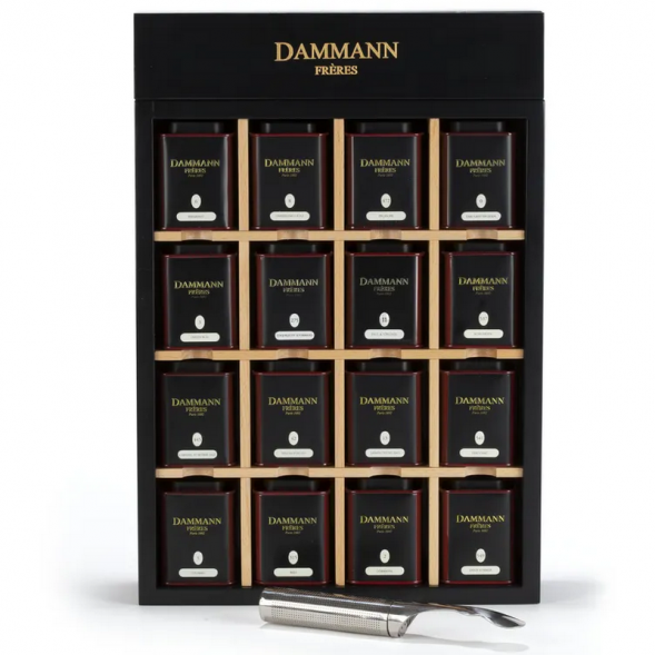 Подарочный набор чая Dammann Маленький бутик, 16 банок, трубка для заваривания
