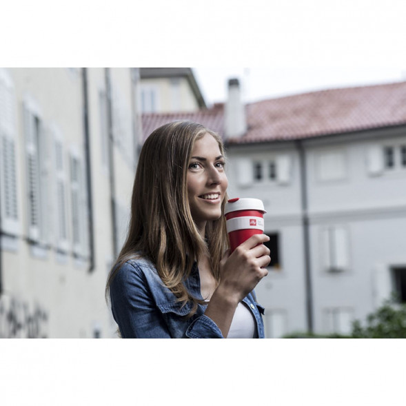Стакан ILLY, Keepcup Livehappily, 450мл, красная с белой крышкой