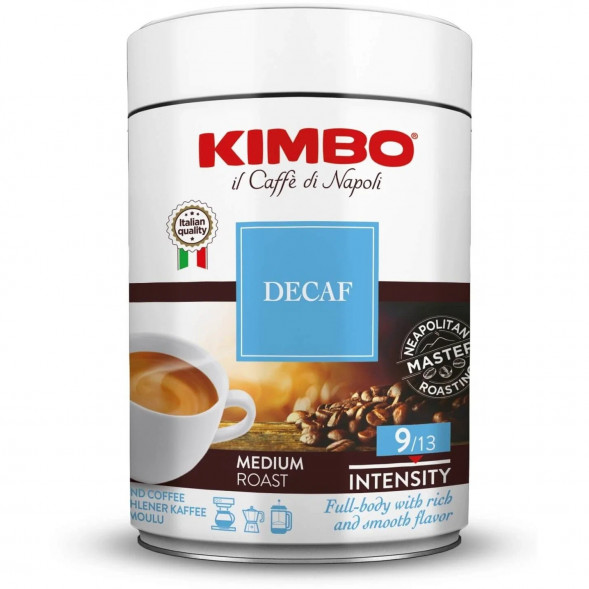 Кофе молотый Kimbo Decaffeinato, 250г, ж/б