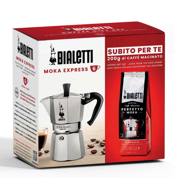 Набор Bialetti Moka Express 6 порций + молотый кофе Classico